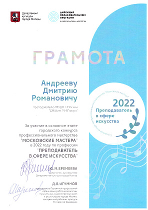 Финал городского конкурса профессионального мастерства «Преподаватель в сфере искусства»